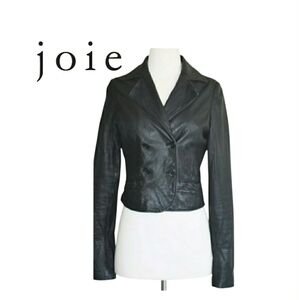 Vintage Joie Black Cropped Leather Moto Biker Jacket Size XS Blazer